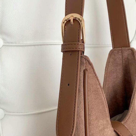 Fashion-Forward Coffee Suede Shoulder Bag - Perfect Gift for Any Occasion - Picture 6 of 8
